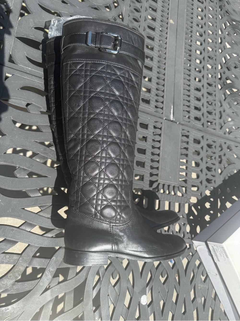 Dior Black Quilted Leather Riding Boots - size 8.5 - Picture 8 of 15
